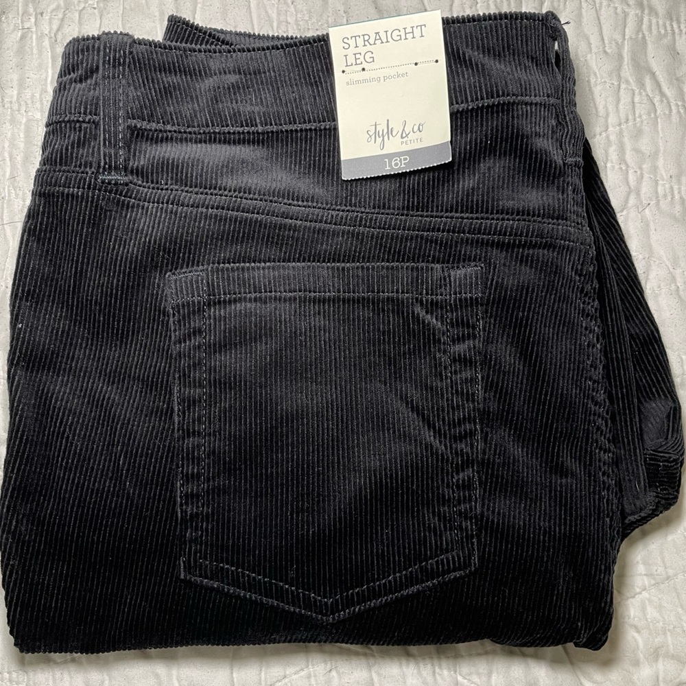 High Rise Straight Leg Style & Co Petite Corduroy